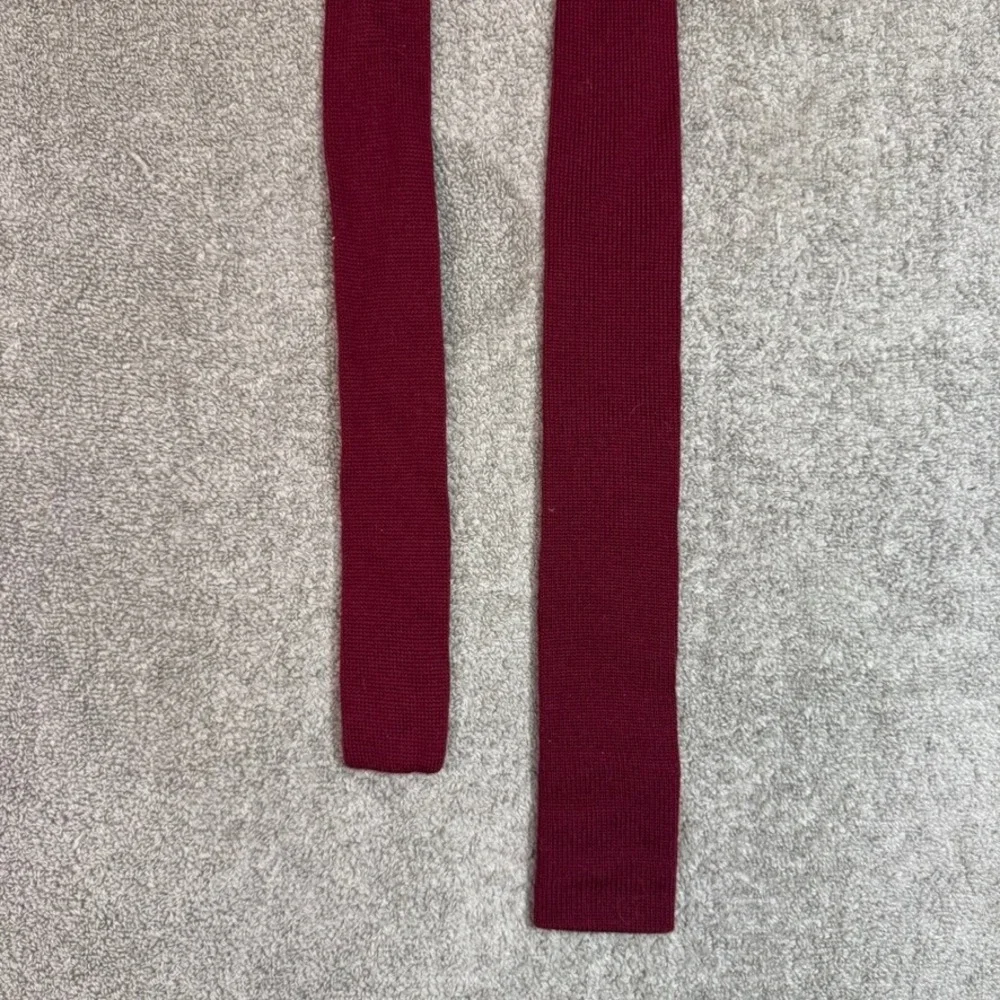 Jack Spade New York Mens Knit Tie Burgundy 100% Wool Made in Italy Square End
